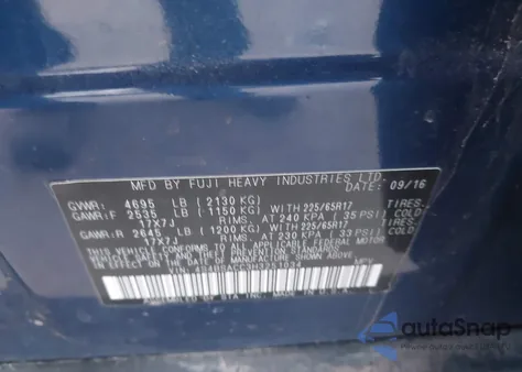 2017 Subaru Outback 2.5I Premium z USA, uszkodzony, nr VIN 4S4BSACC3H3251034